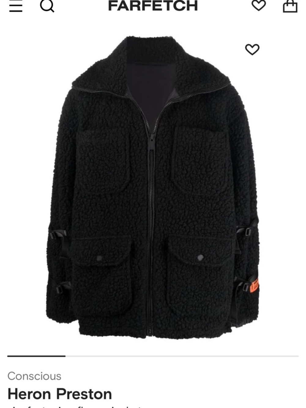 Heron Preston Black Jacket with Orange Brand Tag - Picture 5 of 5